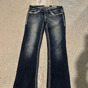Daytrip Dark Blue Boot Cut Jeans with White Stitching